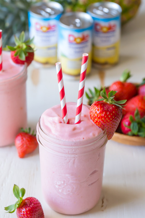 Dole Pineapple Strawberry Cream Slush - All you need is four simple ingredients and a blender, and you can make this super refreshing DOLE Pineapple Strawberry Cream Slush! Dole Pineapple Strawberry Cream Slush - All you need is four simple ingredients and a blender, and you can make this super refreshing DOLE Pineapple Strawberry Cream Slush!